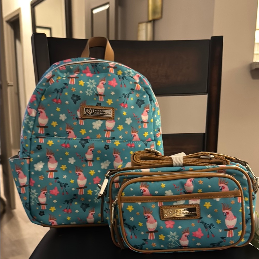 Lily Bloom Teal Animal Print Backpack and Crossbody Set BRAND NEW WITH TAGS ‼️